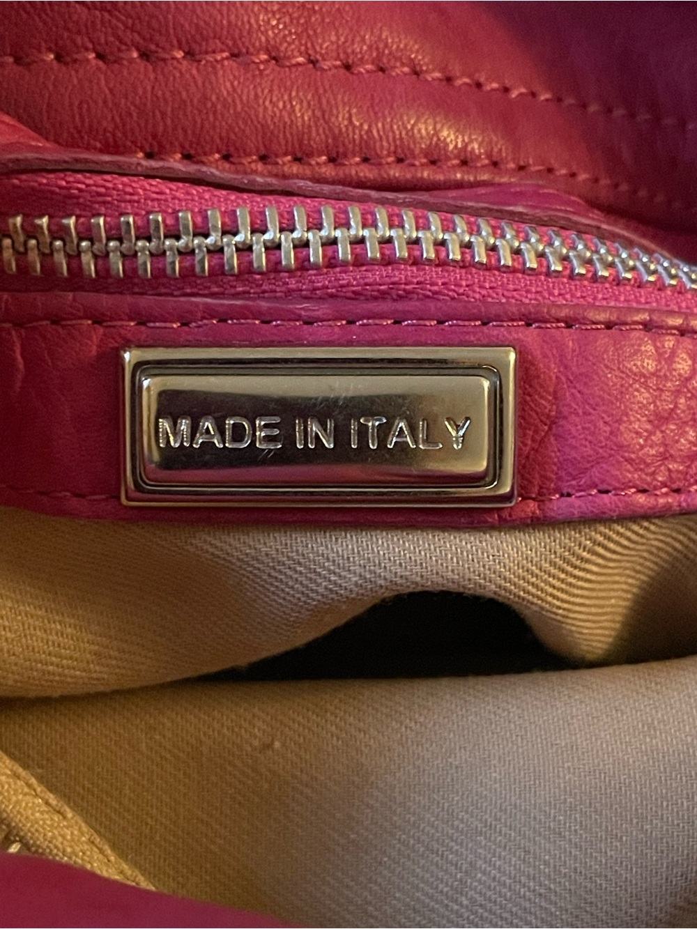 Vintage Marzia Italian Pink Leather Tote Bag with Chain Handles -Large Bag - Picture 11 of 13